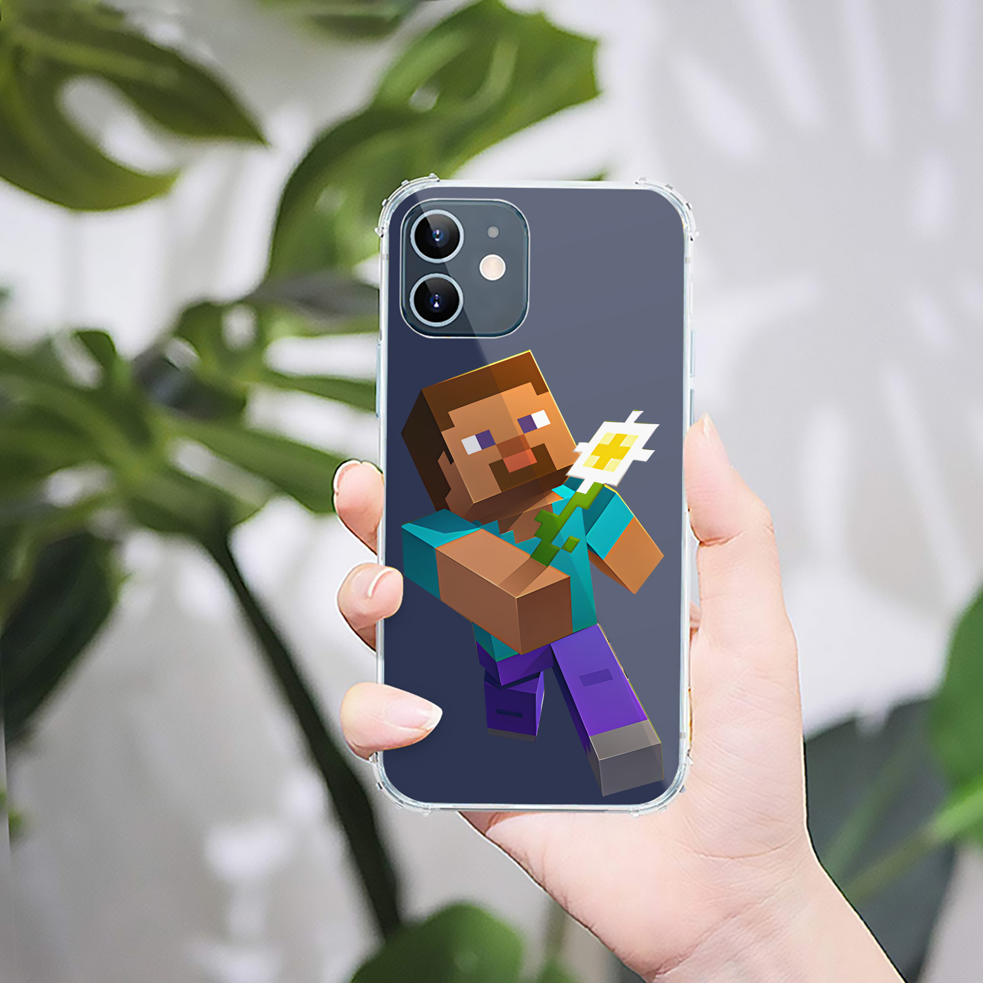 （画像用） マインクラフト ブロックの世界 Minecraft MC Block world 【iPhone 12シリーズ対応】透明スマホケース（クリアソフトケース）